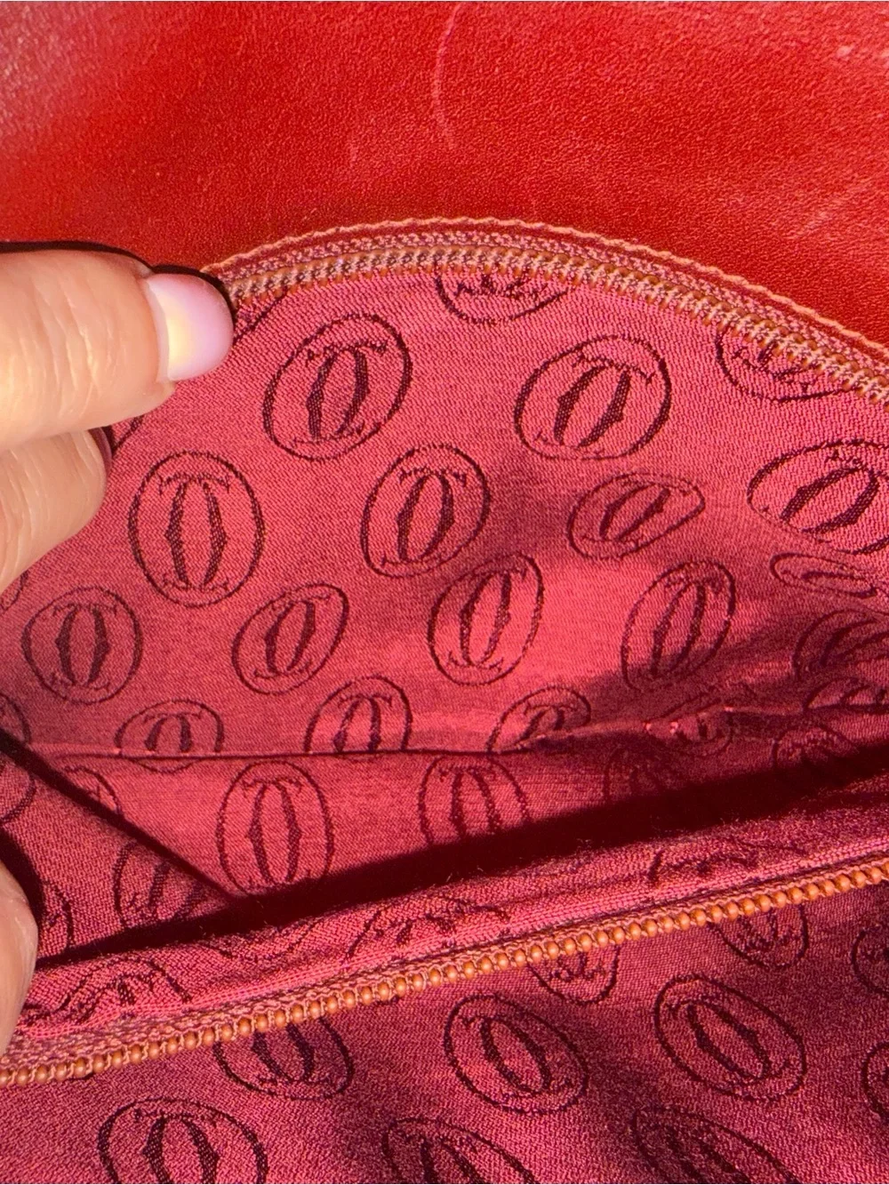 Cartier Maroon Leather Clutch with Gold Logo Oval - Picture 12 of 16